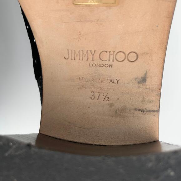 Jimmy Choo Merril Bootie Ankle Boots EU 37.5 US 7 Black Velvet Crystals Bougie - Picture 9 of 11